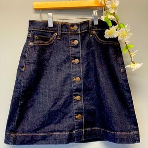 Gap Women’s Skirt Denim Mini Button-Front Dark Wash Size 25 [t]